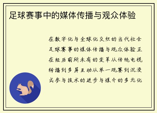 足球赛事中的媒体传播与观众体验